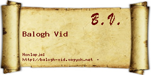 Balogh Vid névjegykártya